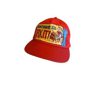 Vintage 90s Red Snapback Cap "Dont Worry... Ill Fix It!" Novelty